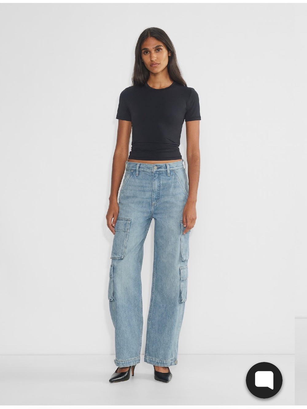 Aritzia '90s Millie Hi-Rise Cargo Jeans - Light Blue Denim